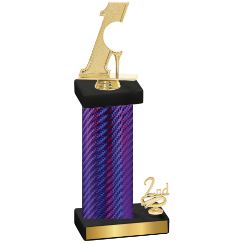 Accented Single Purple Carbon Fiber Second Place Golf Trophy