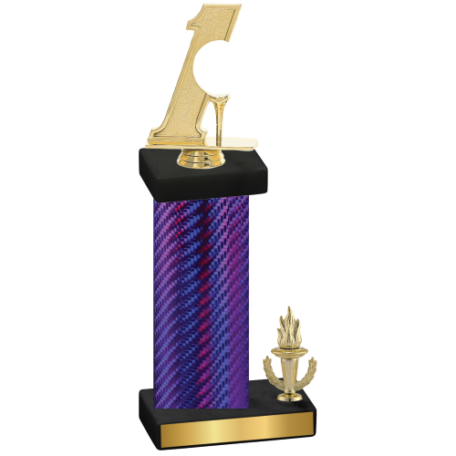 Accented Single Purple Carbon Fiber Victory Golf Trophy