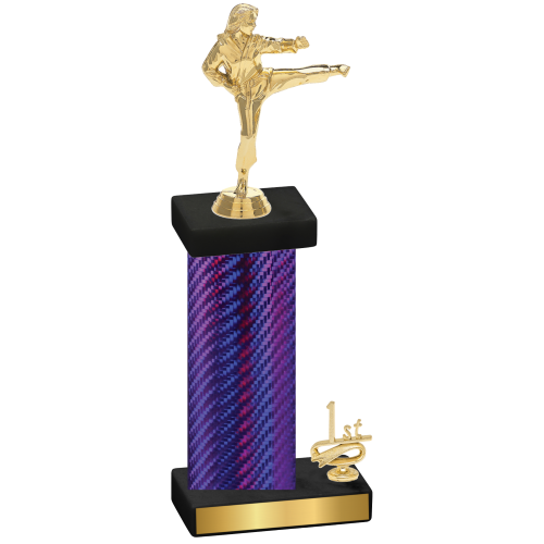 Accented Single Purple Carbon Fiber First Place Karate Trophy