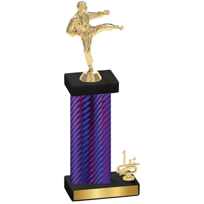 Accented Single Purple Carbon Fiber First Place Karate Trophy