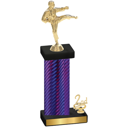 Accented Single Purple Carbon Fiber Second Place Karate Trophy