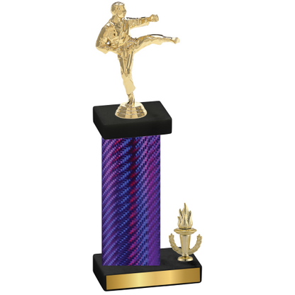 Accented Single Purple Carbon Fiber Victory Karate Trophy