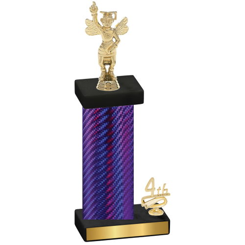 Accented Single Purple Carbon Fiber Fourth Place Academics Trophy