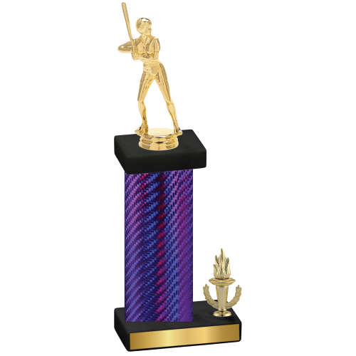 Accented Single Purple Carbon Fiber Victory Softball Trophy