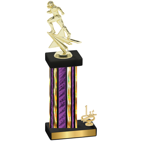 Accented Single Purple Glacier First Place Football Trophy