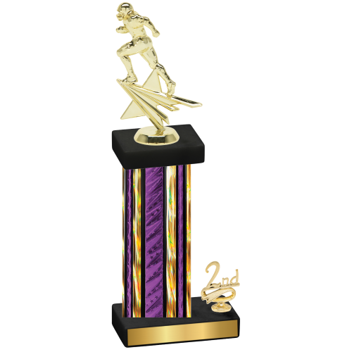 Accented Single Purple Glacier Second Place Football Trophy
