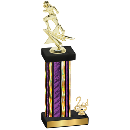Accented Single Purple Glacier Second Place Football Trophy