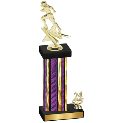 Accented Single Purple Glacier Year Football Trophy