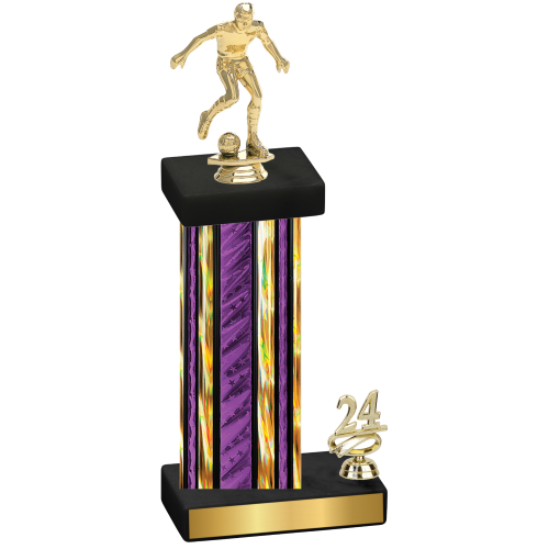 Accented Single Purple Glacier Year Soccer Trophy