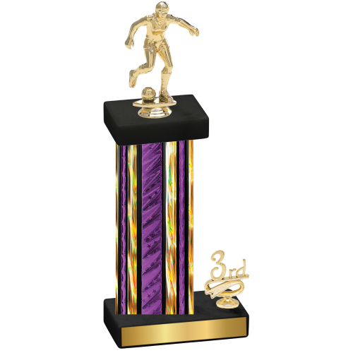 Accented Single Purple Glacier Third Place Soccer Trophy