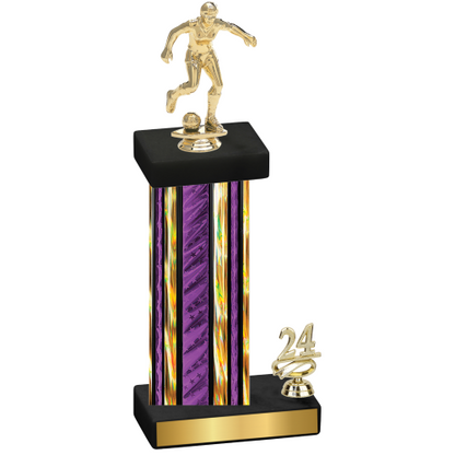 Accented Single Purple Glacier Year Soccer Trophy