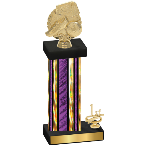 Accented Single Purple Glacier First Place Soccer Trophy