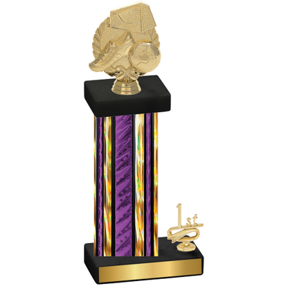 Accented Single Purple Glacier First Place Soccer Trophy