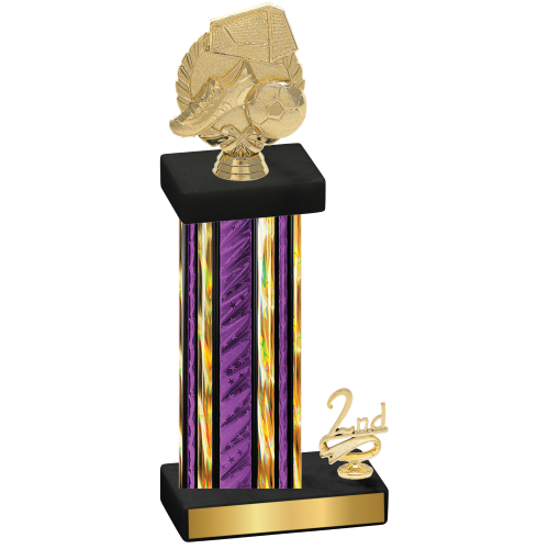 Accented Single Purple Glacier Second Place Soccer Trophy