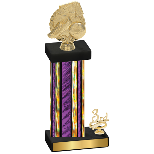 Accented Single Purple Glacier Third Place Soccer Trophy