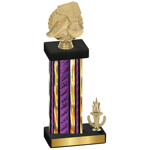 Accented Single Purple Glacier Victory Soccer Trophy