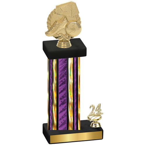 Accented Single Purple Glacier Year Soccer Trophy