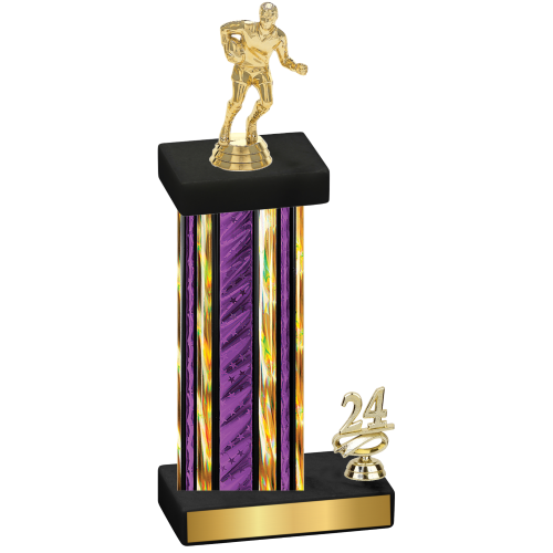 Accented Single Purple Glacier Year Rugby Trophy