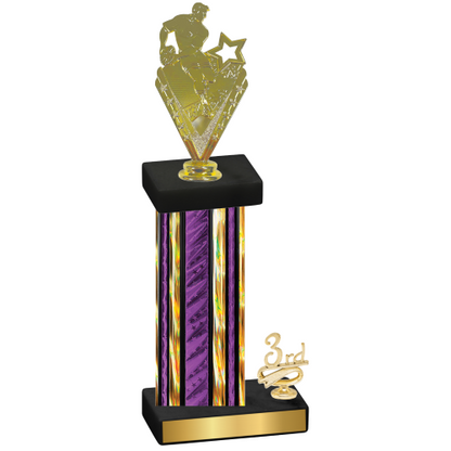 Accented Single Purple Glacier Third Place Rugby Trophy