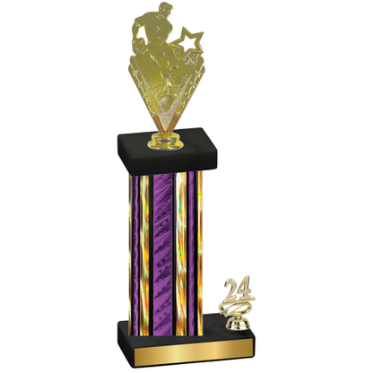 Accented Single Purple Glacier Year Rugby Trophy