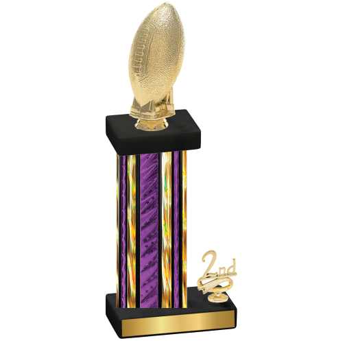 Accented Single Purple Glacier Second Place Football Trophy