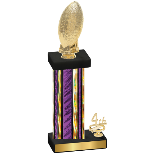 Accented Single Purple Glacier Fourth Place Football Trophy