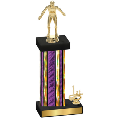 Accented Single Purple Glacier First Place Wrestling Trophy