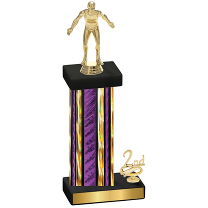 Accented Single Purple Glacier Second Place Wrestling Trophy