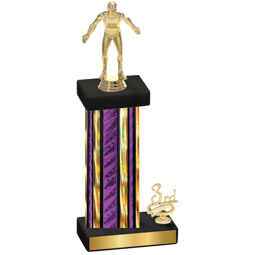 Accented Single Purple Glacier Third Place Wrestling Trophy