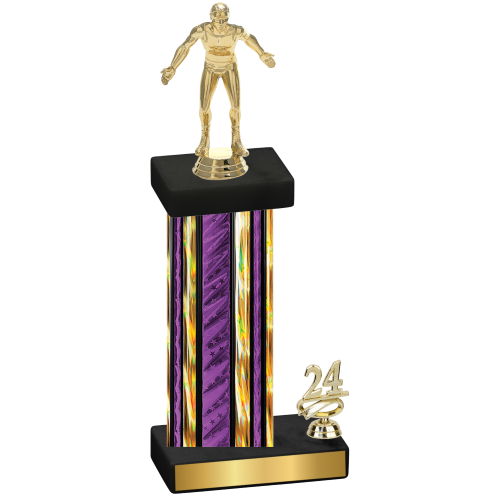 Accented Single Purple Glacier Year Wrestling Trophy