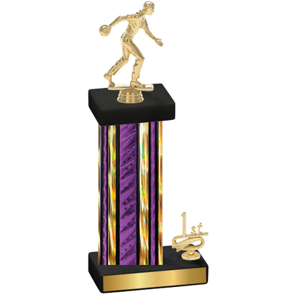 Accented Single Purple Glacier First Place Bowling Trophy