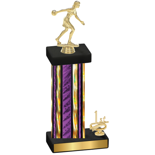 Accented Single Purple Glacier First Place Bowling Trophy