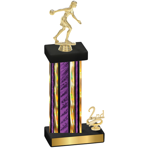 Accented Single Purple Glacier Second Place Bowling Trophy