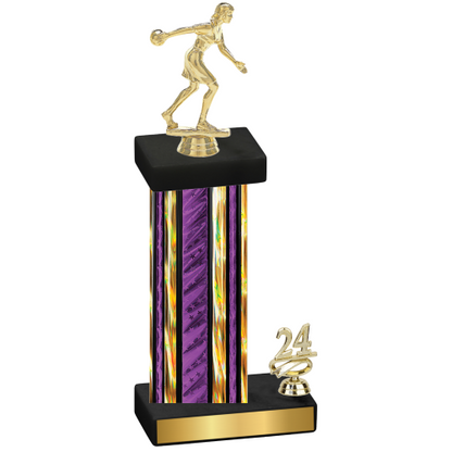 Accented Single Purple Glacier Year Bowling Trophy