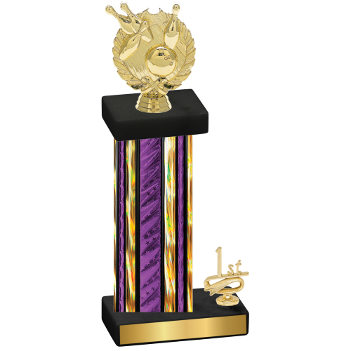 Accented Single Purple Glacier First Place Bowling Trophy