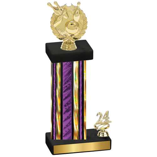 Accented Single Purple Glacier Year Bowling Trophy