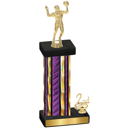 Accented Single Purple Glacier Second Place Volleyball Trophy