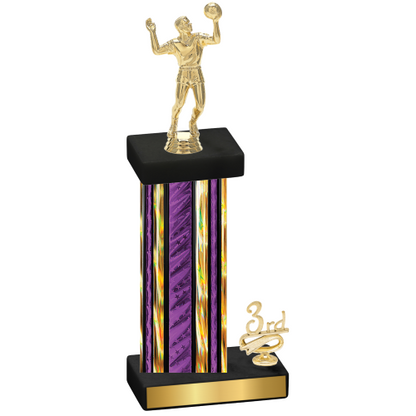 Accented Single Purple Glacier Third Place Volleyball Trophy