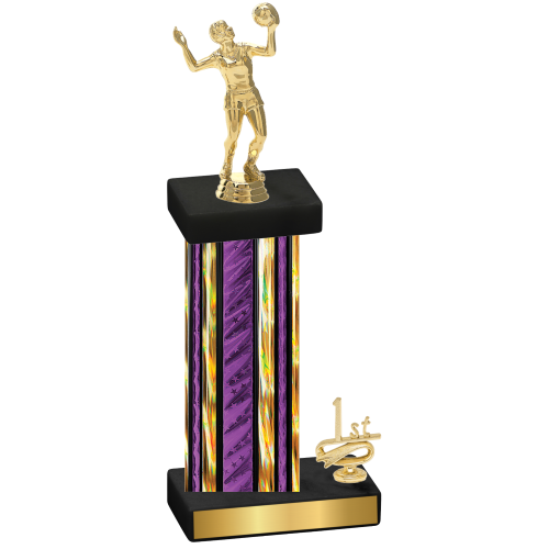 Accented Single Purple Glacier First Place Volleyball Trophy