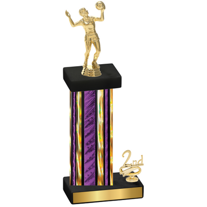 Accented Single Purple Glacier Second Place Volleyball Trophy