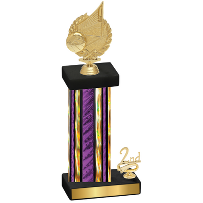 Accented Single Purple Glacier Second Place Volleyball Trophy