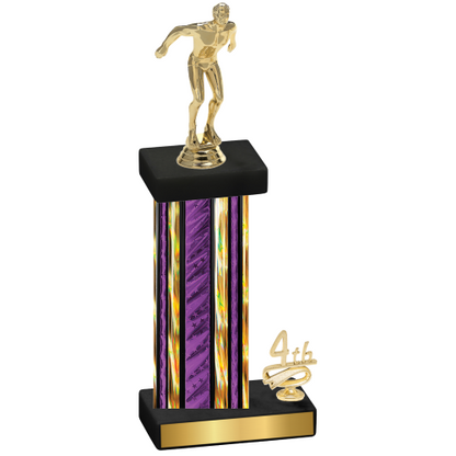 Accented Single Purple Glacier Fourth Place Swimming Trophy