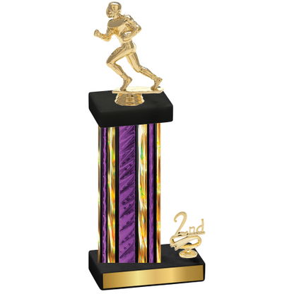 Accented Single Purple Glacier Second Place Football Trophy