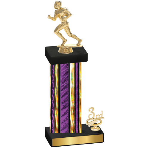 Accented Single Purple Glacier Third Place Football Trophy