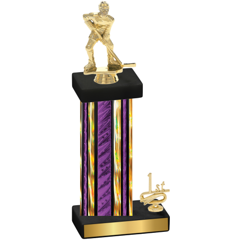 Accented Single Purple Glacier First Place Hockey Trophy