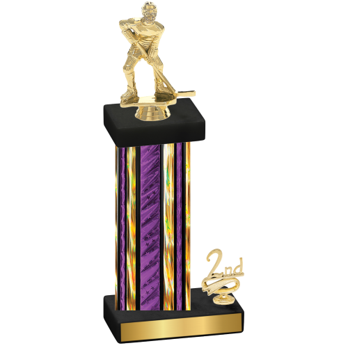 Accented Single Purple Glacier Second Place Hockey Trophy