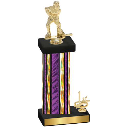 Accented Single Purple Glacier First Place Hockey Trophy