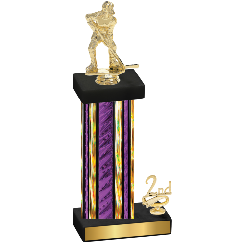 Accented Single Purple Glacier Second Place Hockey Trophy