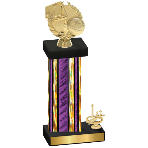 Accented Single Purple Glacier First Place Basketball Trophy