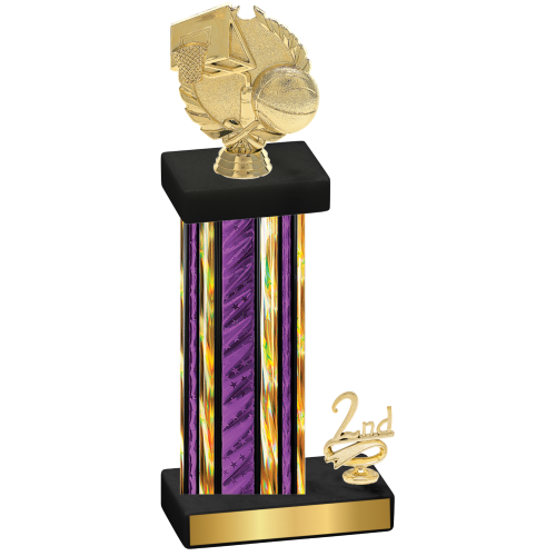 Accented Single Purple Glacier Second Place Basketball Trophy